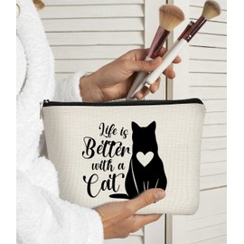 BARPERY Cat Mom Gifts Cat makeup bag,Gifts for Cat Lovers,Small Cats Cosmetic Bags,Birthday Valentine's Day Gifts for Women Cat Moms Teen Girls Daughter Sister,Life is Better with Cat