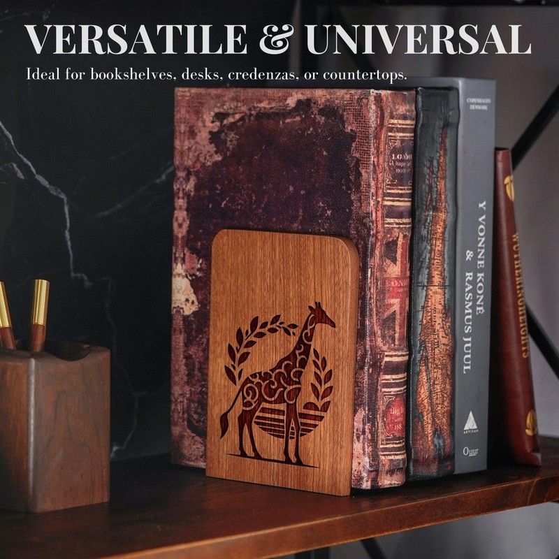 Giraffe Gifts, Giraffe Bookends - Heavy Duty Iron & Ebony