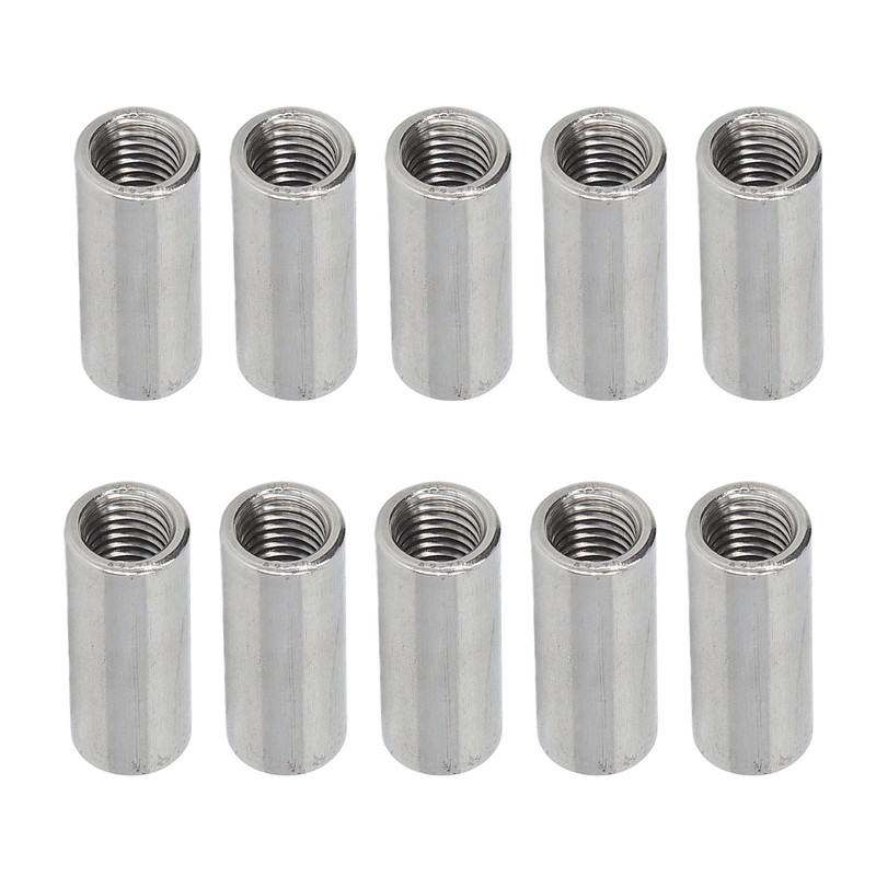 10PCS Round Coupling Nuts 304 Stainless Steel Female Thread Cylindrical