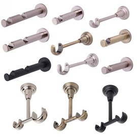 MDEKOR Wall Bracket 1-Track White Glossy P Wall Bracket with Metal Mounting Plate for Curtain Pole 19 mm