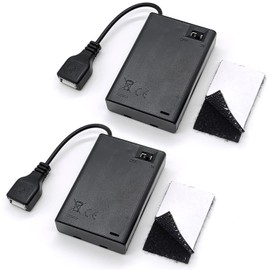 Goweewon AA Battery Holder, 2 Pack 3 AA Battery Holder with Leads, with Switch, (3x1.5 Volt) 4.5V AA Battery Pack Box Holder (3 AA Battery Holder with USB)