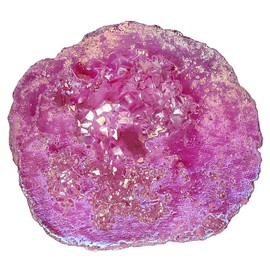 Nupuyai Titanium Coated Natural Rock Crystal Geode Druze Gemstone Crystal Cluster Quartz Geode for Reiki Healing House Feng Shui Decoration (100-200g)