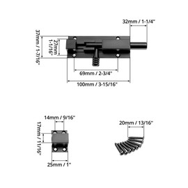 QWORK® 2-Piece 130 x 37 mm Aluminium Alloy Door Bolt Heavy Duty Bolt Lock for Doors, Windows, Garden Gates and More