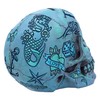 Nemesis Now Aqua Blue Traditional, Tribal Tattoo Fund Skull, Polyresin,