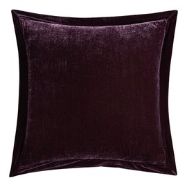 HiEnd Accents Stella Faux Silk Velvet Flanged Euro Sham Pillow Cover, 27x27 inch, Dark Violet, Romantic Western Modern Traditional Style Luxury Bedding