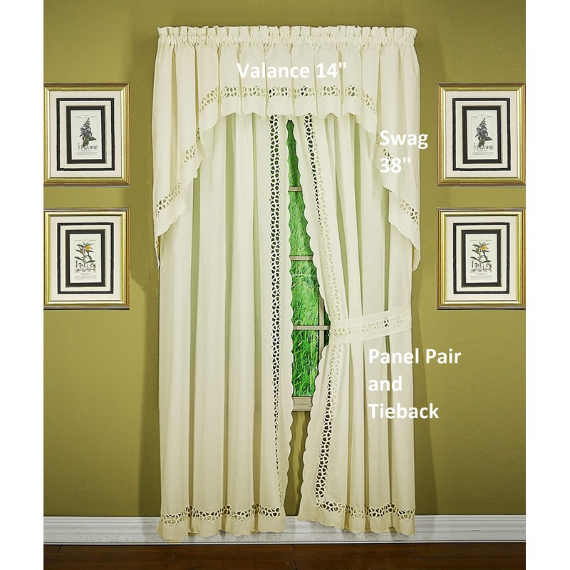 Today's Curtain, Hellina Tapework Panel Pair 84", Ecru, 4-Piece-Set, 80"