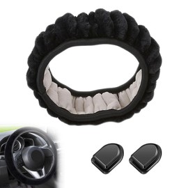 Plush Steering Wheel Cover, Winter Warm Steering Wheel Cover, Universal Plush Steering Wheel Cover, Plush Breathable Steering Wheel Protection, Soft Comfortable Steering Wheel Protector, with 2 Mini