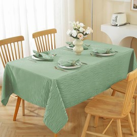 MATIRUG Jacquard Tablecloth, Textured Water Resistant Antiwrinkle Soft Table Cloth for Buffet Banquet Parties Event Holiday Dinner, Rectangle 60 x 102 Inch, Sage Green