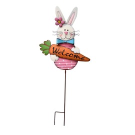 Easter Bunny Yard Stake Decorative Garden Stake Easter Bunny Welcome Stake Decor Easter Yard Sign Outdoor Decoration Spring Lawn Patio Easter Home Garden Decor (Pink)
