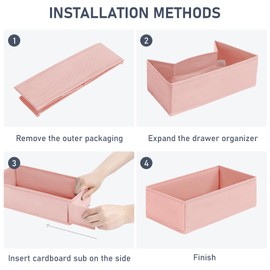 DIMJ Drawer Organizer - Closet and Dresser Organizer, Drawer Dividers for Baby Clothes, Underwear, Socks, Bra, Belt, Tie - Set of 6, Pink