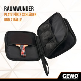 GEWO Double Case Master - Table Tennis Bat Case for 2 Rackets - Nylon Table Tennis Bag with Padded Racket Compartments - All-Round Bat Protection with Carry Strap 32 cm Red