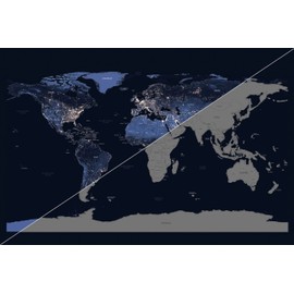 Scratch Off World Map, World Travel Map, Earth View of City Lights at Night, World Travel Map, Places Traveled Poster, 16x24, Scratch off poster