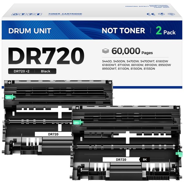 DR720 Drum Unit 2 Pack (Not Toner) Replacement for Brother