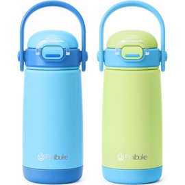 Fimibuke Kids Insulated Water Bottle with Straw Lid & Handle - 14oz BPA FREE 18/8 Stainless Steel Metal Tumbler Leak Proof Double Wall Vacuum Kids Cup Toddler Water Bottle for School Boys Girls