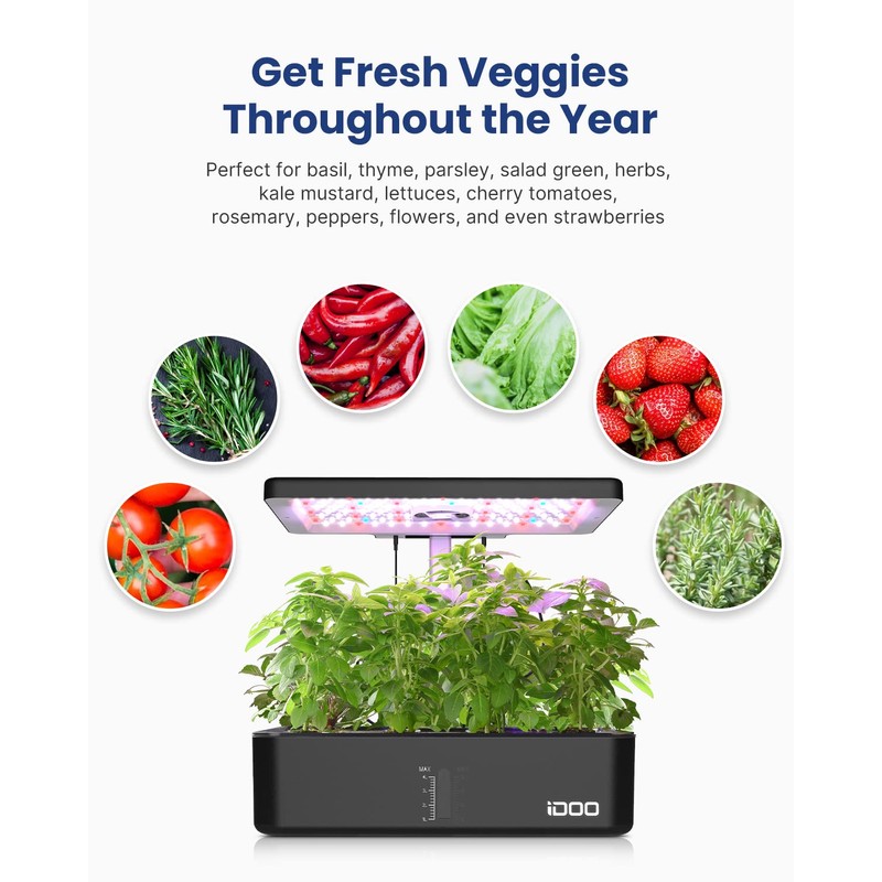 iDOO Hydroponics Growing System Kit 12Pods, Indoor Herb Garden System,