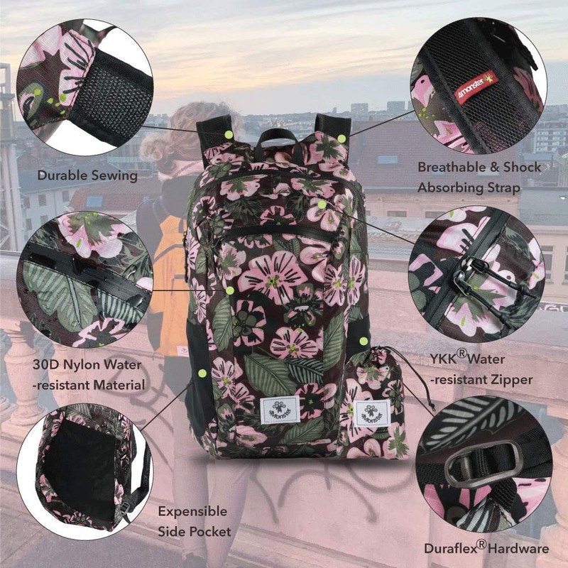 4Monster Foldable Backpack, Ultra Light Unisex Day Pack, Outdoor Waterproof
