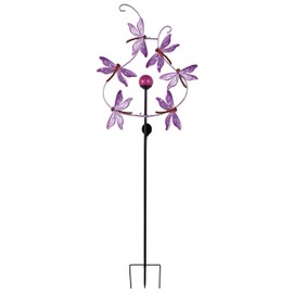 Sunset Vista 93534 Bright Metal Garden Stake Solar Spinner, 81-Inch, Dragonfly