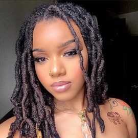 10 Inch 80 Strands Loc Extensions Human Hair 100% Handmade Permanent Dreadlock Extensions for Women Men Can Be Curled and Bleached Loc Extension with Needle(width 0.6cm natrual color)
