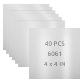 ZOFUN Pack of 40 Aluminium Plates, 0.5 mm, 10 x 10 cm Aluminium Plates, 6061 Aluminium Sheet, Aluminium Sheet Metal Plate with Protective Film, Punching Plates, Practice Plate for Model Making,