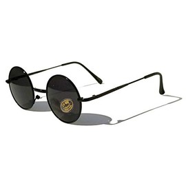 V.W.E. Kids Children Size Hippie Round Circle Lens Lennon Metal Sunglasses (Age 3-12) (Black)
