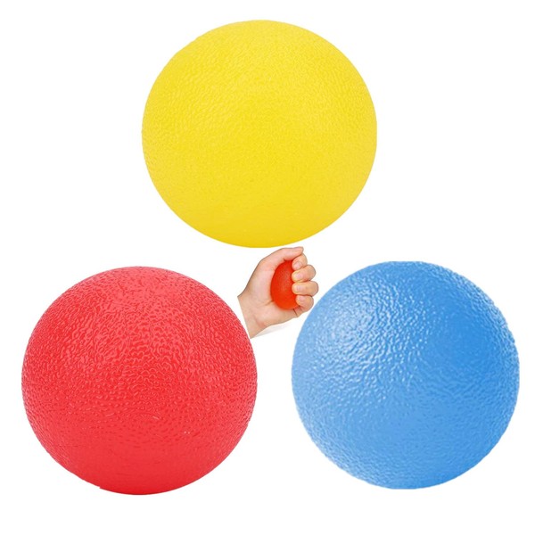 FMELAH 3 Resistance Stress Relief Balls Hand Exercise Balls Kits Physical Therapy Squeeze Balls Sets for Hand Finger Wrist Muscles Arthritis Training Hand Grip Strengthening Train Ball (2inch/5cm per Stress Ball,Set of 3 Grip Balls)