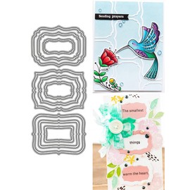 Lapoo Cutting Die for Scrapbooking, 3D Backgrounds Frame New Cutting Dies DIY Album Card Making Decor Paper Craft Metal Die Cuts Party Decorations (9 Flower Borders 7.3 x 3.1 in)