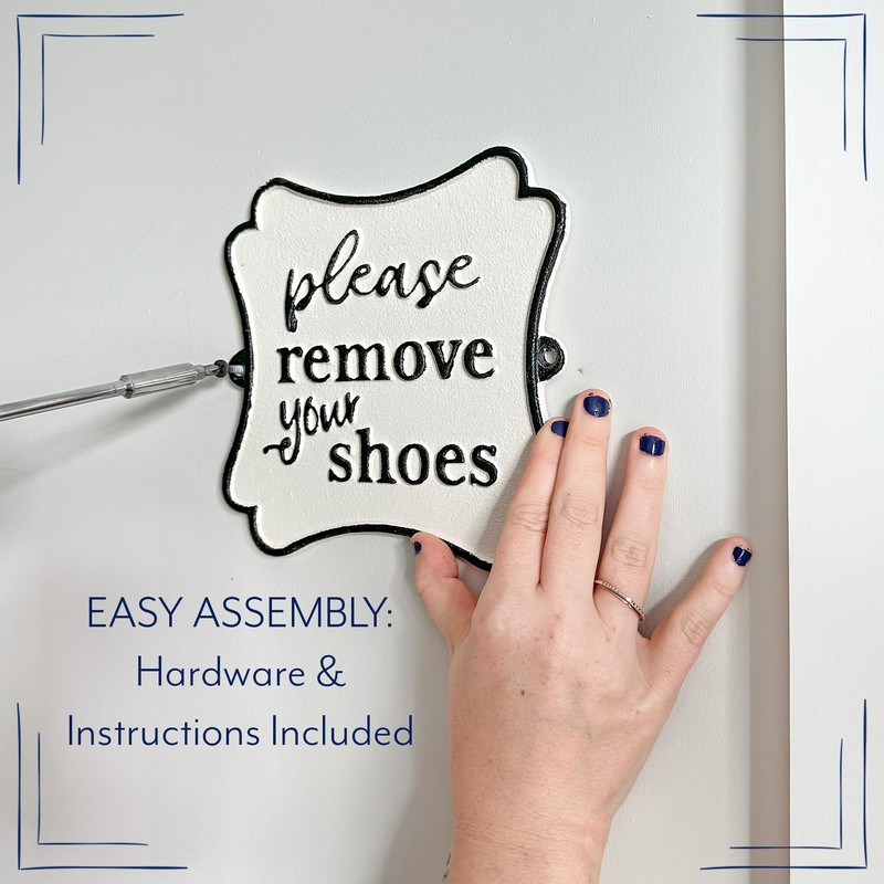 AuldHome Design Cast Iron Sign: Please Remove Your Shoes; Farmhouse