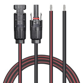 Valemo Solar Cable 20 Feet 2x12 AWG Twin Wire Solar Extension Cable, Copper Strand with Female and Male Connectors on Single end, Solar Panel Cable Wire & Adaptor for Home, Shop and RV Solar Panels