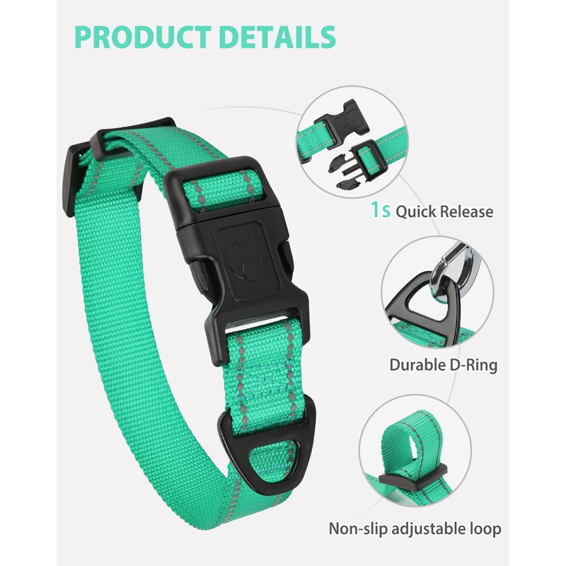 Joytale Small Dog Collar, Durable Double-Sided Reflective Nylon Collar for
