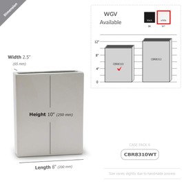 WGV Rectangle Block Ceramic Vase Bulk 8" x 2.5" x 10"H White Tall Narrow Planter Terrarium Floral Centerpiece for Wedding Event Home Decor 6 Pieces