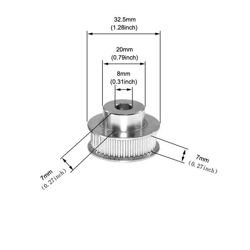 Yeebyee 2GT Pulleys 48 Teeth 8mm Bore 48T Timing Belt