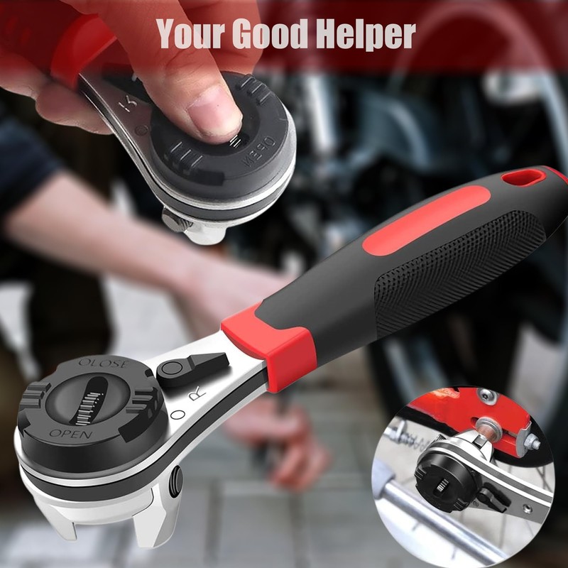 Adjustable Ratchet Wrench, TrumLandy Ratchet Wrench for 6-22mm Screws, High