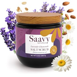 Exfoliador de sal de lavanda y manzanilla  Exfoliador orgánico, sin gluten y vegano  Exfoliante corporal para la ducha  9 onzas                       