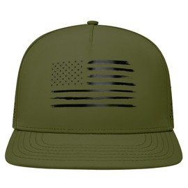 SEDUXI American Flag Trucker Hat for Men & Women - Adjustable Snapback Baseball Cap with Flat Brim, Breathable Mesh Back, Casual Patriotic Hat, Military Green