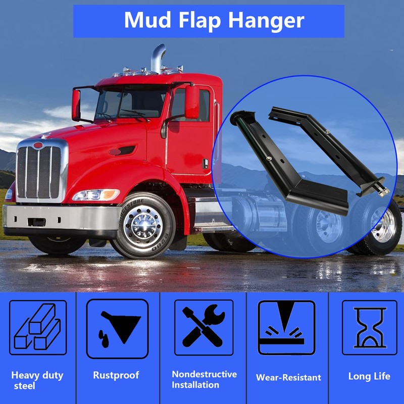 GaeaAuto Black Angled Spring Loaded Mud Flap Hanger Bracket Set