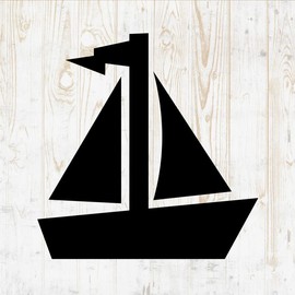 Sailing Decals Peel and Stick - Wall Vinyl Decals Stickers - Boat Nautical Anchor Wheel Compass Ship Yacht Silhouette - Car Window Truck Laptop - Cafe Bar Shop Store Boys Kids Room Decor DWSV18076