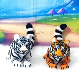 2pcs 3D Printed Tiger, Animal Creature Flexible Tiger Toys, 6.5 Inches Articulated Fidget Animal for Home Office Executive Desk Decoration AT001-WHTE/ORANGE