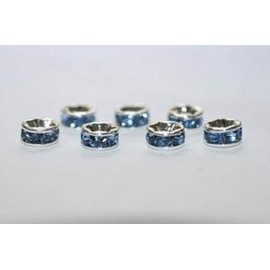 Rondelle – 23 [Blue X White] [Flat Rondell] Pack of 100 6 mm
