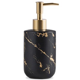 Soap Dispenser Black and Gold,300ml/10 Oz Luxurious Hand Soap Bottle with Plastic Pump Gold,Ceramic Liquid Soap Dispenser for Bathroom, Kitchen, Dish Soap,Lotion,Liquid Soap