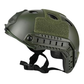 Haverain Tactical Helmet Fast PJ Type Survival Game Helmet Cosplay Helmet Outdoor Airsoft Helmet Survival Game Equipment Beginner Replica Breathable Multifunctional Made of ABS (Green)