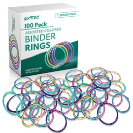 Loose Leaf Binder Rings 1 Inch, Metal Book Rings for Index Cards 100 Pack Assorted Colors, Heavy Duty Nickel Plated Great for Flashcards, Home, School and Office