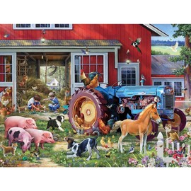 Bits and Pieces - 300 Piece Jigsaw Puzzle for Adults - 18" x 24" - Babies in The Barnyard - 300 pc Large Piece Farm Baby Animals Jigsaw by Oleg Gavrilov