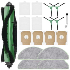 DianSung Accessory Replacement for iRobot Roomba Plus 105 Combo + Vacuum Cleaner Replacement Part, 1 Main Brush, 4 Wipes, 4 Dust Bags, 4 Side Brushes, 4 Filters