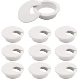 10Pack 2 Inch (50 mm) Desk Grommet White Pack of ABS Plastic Desk Cord Hole Cover to Arrange Cables & Wires Through Computer Table/Countertops(White)