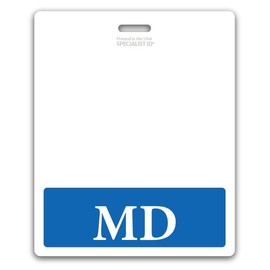 Oversized MD Badge Buddy Horizontal - XL Badge Buddies Role I’D Backer Card for Nurses - 3 3/8 X 4 1/8 - Wear with Existing I’D Holder - USA Printed by Specialist ID (Blue)