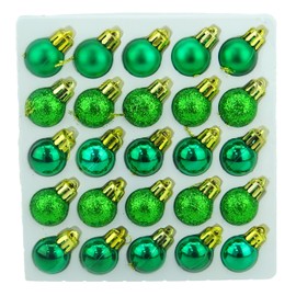 Christmas Concepts Pack of 25-25mm Mini Christmas Tree Baubles - Shiny, Matte & Glitter Decorated Baubles (Emerald Green)