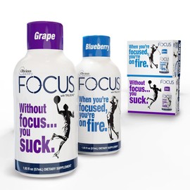 Focus Shots with Trilogine, Stay Sharp, Zero Sugar Energy Boost, 1.93 oz, 24 Count, Variety Pack, Blueberry, Grape Flavors