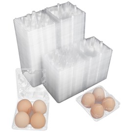 KUKLIPJIM 225 Pack Bulk Egg Cartons, Clear Plastic Chicken Eggs Holders, Egg Tray Carton Holder for Home & Kitchen, Farm & Market Use, An Eco-Friendly Eggs Storage Solution, 4 Grids(Medium Size)