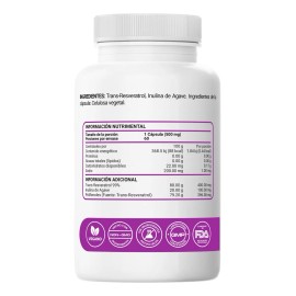 Trans Resveratrol 99 400mg Con Polifenoles Trans-resveratrol Puro - Cpsulas Vcaps Vitaminas Mujer  Hombre - Antioxidante - Resveratrol 400mg - 60...  