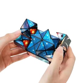 MUNSKT Blue Starry Sky Infinity Cube Toys 2 in 1, Planet Magic Cube, 3D Children's Puzzle and Decompression Cube Toy, for Children Age 6-12, for Stress Relief, Enhance Intelligence, Alleviating Aut
